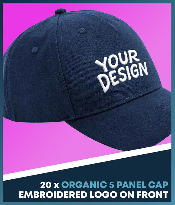 DEAL: 20 Organic Cotton Caps + Embroidery