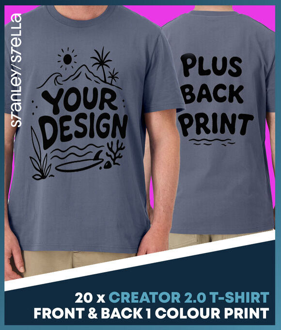 DEAL: 20 Creator 2.0 T-Shirts + Front & Back One Colour Print