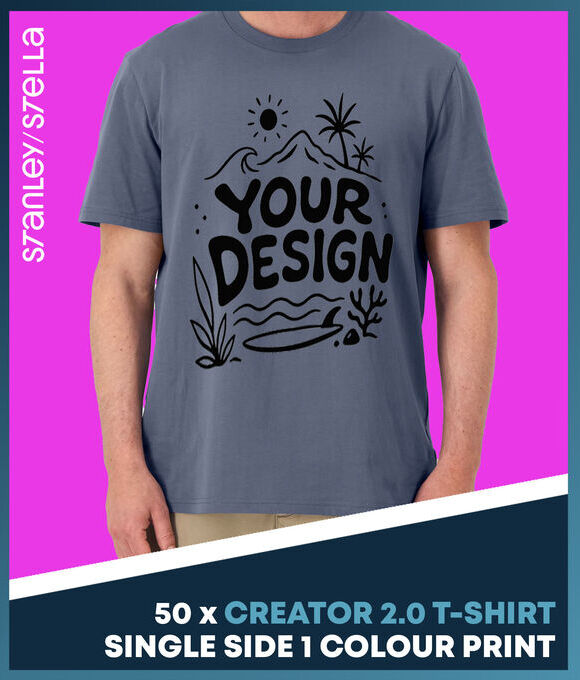 DEAL: 50 Creator 2.0 T-Shirts + Single Side One Colour Print