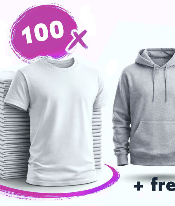 DEAL: 100 Creator 2.0 T-Shirts + Single Side One Colour Print + FREE Cruiser 2.0 Hoodie