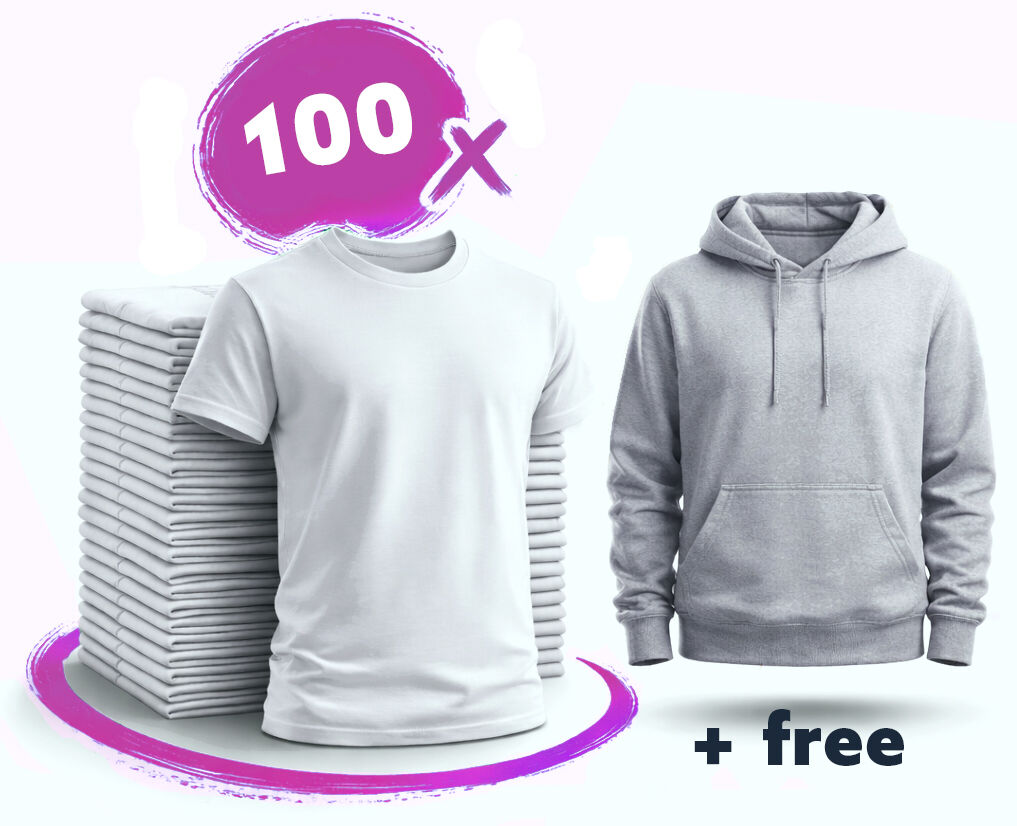 100 Custom Printed T-Shirts plus Free Hoodie — Live Ink Deal