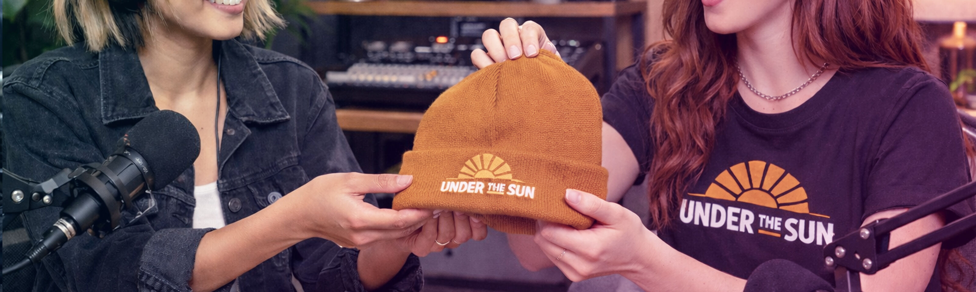Merchandise for podcasts printed by Live Ink
