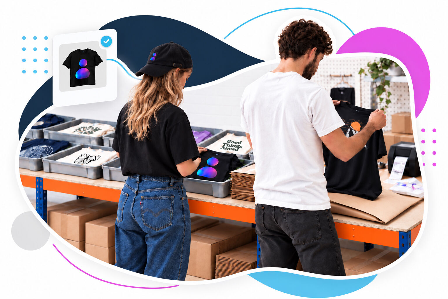 Print on demand t-shirt shipped in plastic-free paper mailer