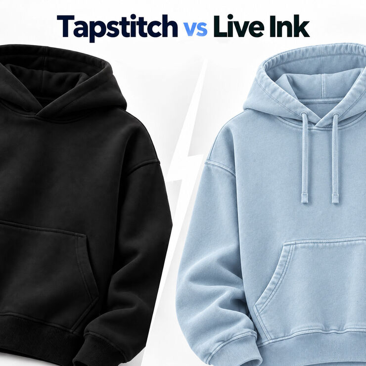 Tapstitch vs Live Ink for Print On Demand UK
