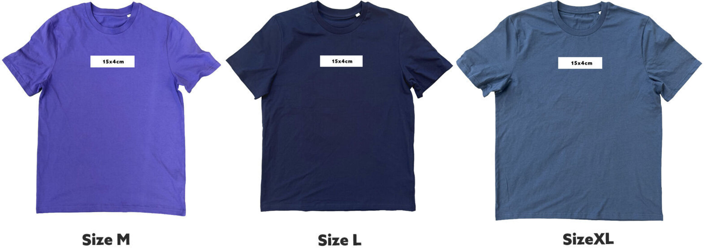 t-shirt print size centre chest