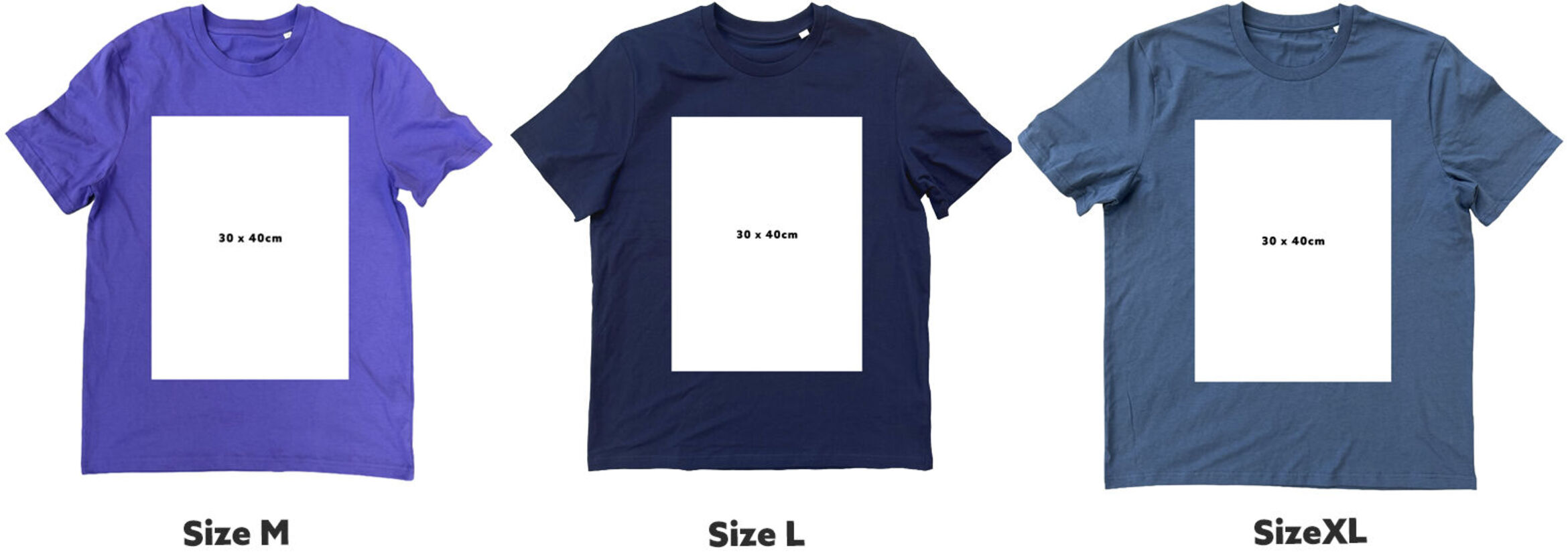 t-shit print size front chest