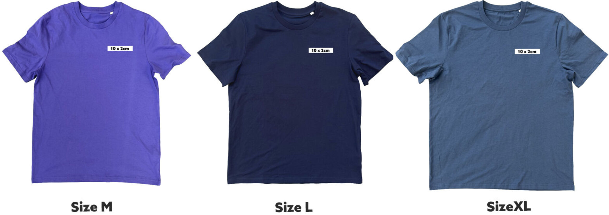 t-shit print size front chest 10cm