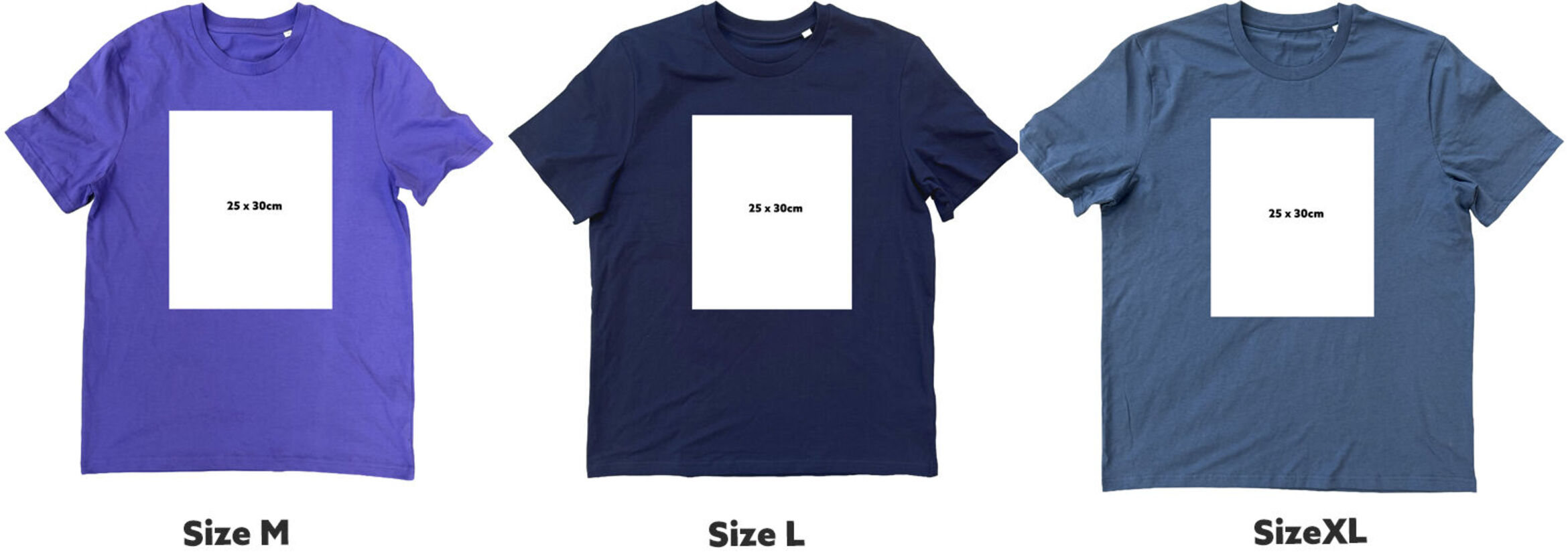 t-shit print size front chest 25cm