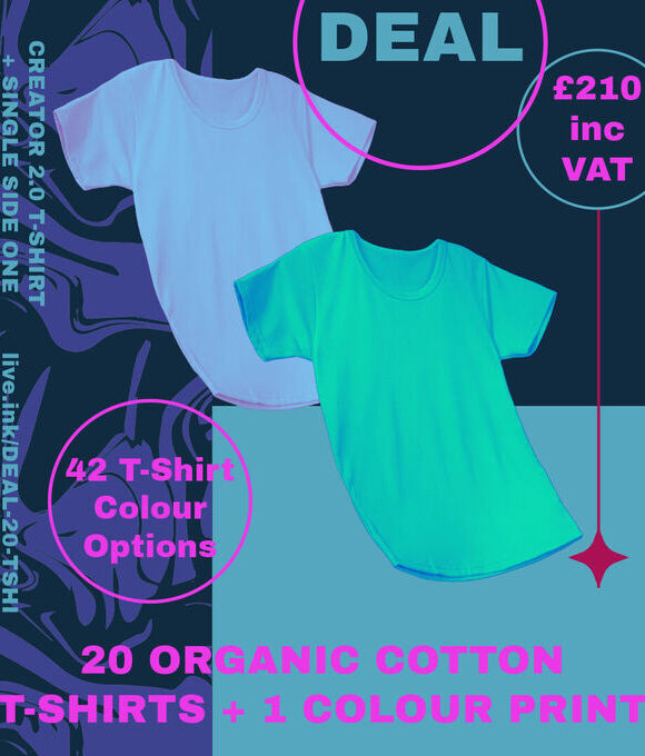 DEAL: 20 Creator 2.0 T-Shirts + Single Side One Colour Print