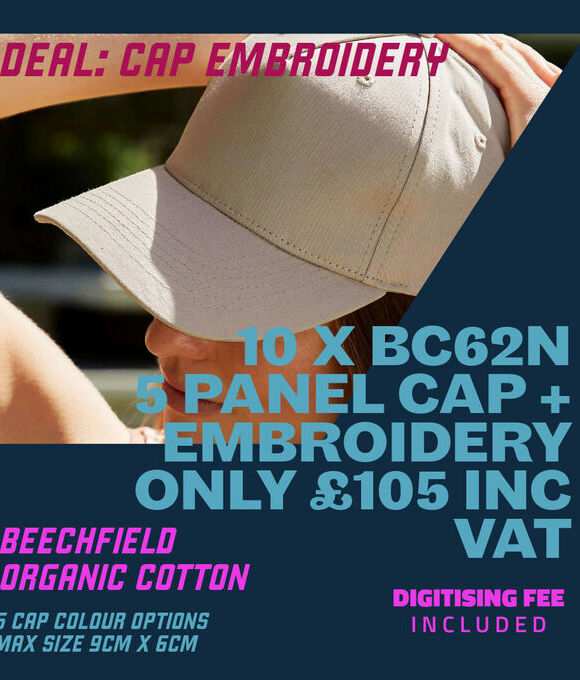 DEAL: 10 Organic Cotton Caps + Embroidery